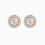 Tulum Solitaire Halo Round Earrings-Dileti