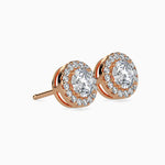 Tulum Solitaire Halo Round Earrings-Dileti