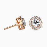Tulum Solitaire Halo Round Earrings-Dileti