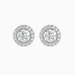 Tulum Solitaire Halo Round Earrings-Dileti