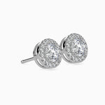 Tulum Solitaire Halo Round Earrings-Dileti