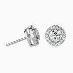 Tulum Solitaire Halo Round Earrings-Dileti