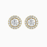 Tulum Solitaire Halo Round Earrings-Dileti