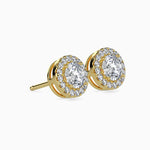 Tulum Solitaire Halo Round Earrings-Dileti