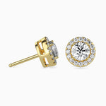 Tulum Solitaire Halo Round Earrings-Dileti