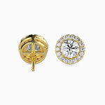 Tulum Solitaire Halo Round Earrings-Dileti