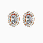 Courchevel Solitaire Halo Oval Earrings-Dileti
