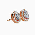 Courchevel Solitaire Halo Oval Earrings-Dileti