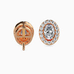 Courchevel Solitaire Halo Oval Earrings-Dileti