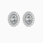 Courchevel Solitaire Halo Oval Earrings-Dileti