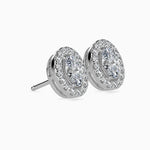 Courchevel Solitaire Halo Oval Earrings-Dileti