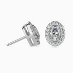 Courchevel Solitaire Halo Oval Earrings-Dileti