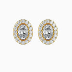 Courchevel Solitaire Halo Oval Earrings-Dileti