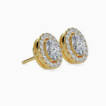 Courchevel Solitaire Halo Oval Earrings-Dileti
