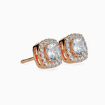 Mallorca Solitaire Halo Cushion Earrings-Dileti