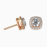 Mallorca Solitaire Halo Cushion Earrings-Dileti