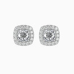 Mallorca Solitaire Halo Cushion Earrings-Dileti