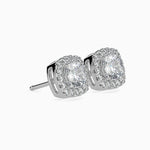 Mallorca Solitaire Halo Cushion Earrings-Dileti