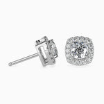 Mallorca Solitaire Halo Cushion Earrings-Dileti