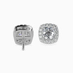 Mallorca Solitaire Halo Cushion Earrings-Dileti