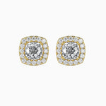 Mallorca Solitaire Halo Cushion Earrings-Dileti