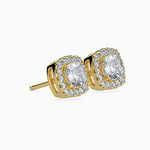 Mallorca Solitaire Halo Cushion Earrings-Dileti