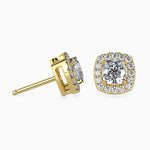 Mallorca Solitaire Halo Cushion Earrings-Dileti