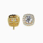 Mallorca Solitaire Halo Cushion Earrings-Dileti