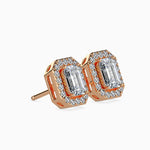 St-Barth Solitaire Halo Emerald Earrings-Dileti