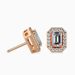 St-Barth Solitaire Halo Emerald Earrings-Dileti