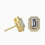 St-Barth Solitaire Halo Emerald Earrings-Dileti