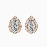 Palermo Solitaire Halo Pear Earrings-Dileti