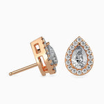 Palermo Solitaire Halo Pear Earrings-Dileti