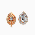 Palermo Solitaire Halo Pear Earrings-Dileti