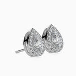 Palermo Solitaire Halo Pear Earrings-Dileti