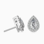 Palermo Solitaire Halo Pear Earrings-Dileti