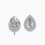 Palermo Solitaire Halo Pear Earrings-Dileti