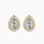 Palermo Solitaire Halo Pear Earrings-Dileti