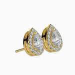 Palermo Solitaire Halo Pear Earrings-Dileti