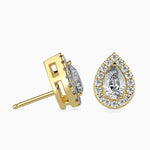Palermo Solitaire Halo Pear Earrings-Dileti