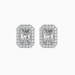 Aspen Solitaire Halo Radiant Earrings-Dileti