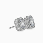 Aspen Solitaire Halo Radiant Earrings-Dileti