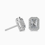 Aspen Solitaire Halo Radiant Earrings-Dileti