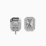 Aspen Solitaire Halo Radiant Earrings-Dileti