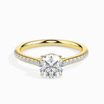 Pia Solitaire Pave Round Ring-Dileti