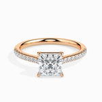 Lucrezia Solitaire Pave Princess Ring-Dileti