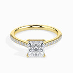 Lucrezia Solitaire Pave Princess Ring-Dileti
