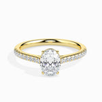 Olga Solitaire Pave Oval Ring-Dileti