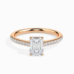 Daisy Solitaire Pave Emerald Ring-Dileti