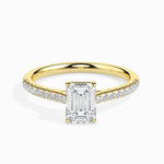Daisy Solitaire Pave Emerald Ring-Dileti